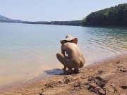 MUD NUDISM Treatment at the lake # Pee try while the mud dry