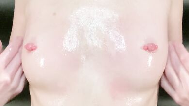 Massaging my tits with oil and then rubbing out multiple orgasms