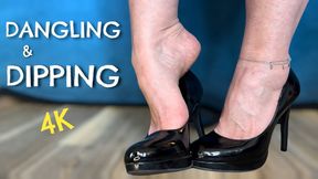 Dangling and Dipping Black Heels Shoe Play in 4K