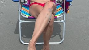 Milfs Aldo Sandal Dangle Grabbing Attention At The Beach