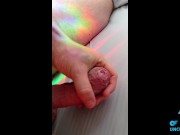 slow foreskin play on an white large uncut cock