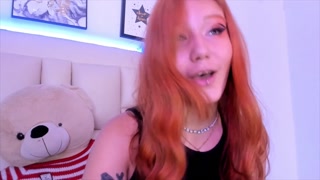 Red haired college girl gets horny on group video call on discord with her fans