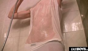 Teen boy washes his big dick by EastBoys