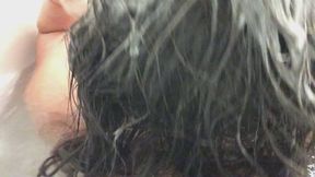 Bathtub hair wash then pubic wash followed by POV finger play ASMR