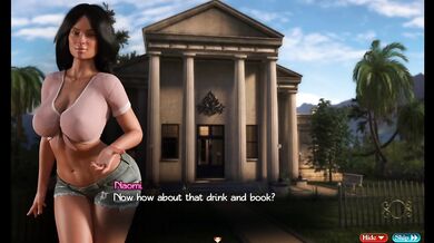 MILF mom with big tits blowing on her back in the library anime