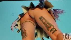 rebeca addams tattooed domina big tits leather skirt