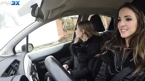 Hitchhiker Tiffany Tatum making out with the driver Amirah Adara