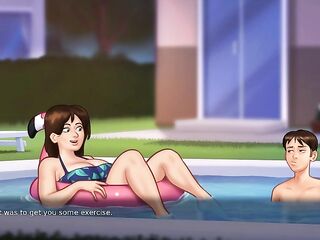 Summertime Saga - Sexy Hot MILF gets screwed in the pool in her bikini