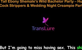 English Audio Sex Story - Tall Ebony Shemale's Wild Bachelor Party - Huge Cock Strippers &amp; Wedding Night Creampie - 3