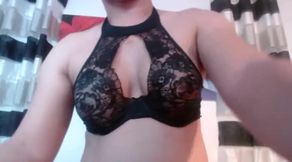 Empress Francine gagged by tranny big cock spit armpit black lace top