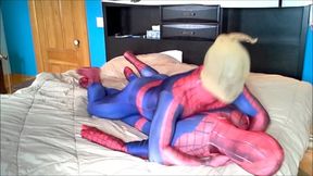 hooded spiderman fights against spiderman