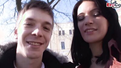 Russian babes share big dick in FFM with skinny babe
