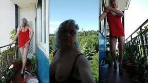 una puta en el balcon