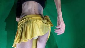 Pale Yellow Thong Under Yellow Skirt