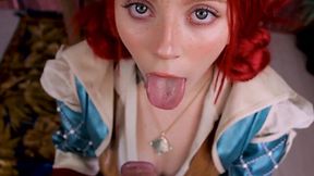 Ginger Triss Merigold makes Witcher cum with her skilled blowjob