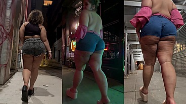 Puerto Rican Boricua Mami Faux Candid Thick Legs And Natural Fat Ass Worship ASMR Slow Motion High Heels Short Shorts