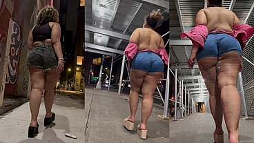 Puerto Rican Boricua Mami Faux Candid Thick Legs And Natural Fat Ass Worship ASMR Slow Motion High Heels Short Shorts