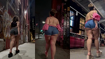 Puerto Rican Boricua Mami Faux Candid Thick Legs And Natural Fat Ass Worship ASMR Slow Motion High Heels Short Shorts