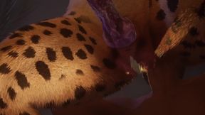 Cheetah ravages twink boy raw cum inside wild gay furry fuck