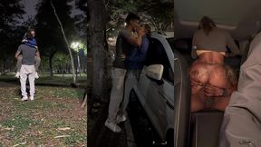 olha o macho me fudendo no seu carro, seu corno  - personal com pau grande fode a casadinha mais safada do brasil na frente do marido corno apos um treino safado no parque.