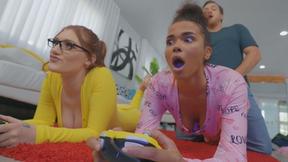 ”REALITY KINGS Hotties demanded some dick while gaming - Aria Kai, Alina Ali, Kyle Mason”