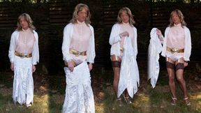 Naughty Outdoor Fashion Show In Nylon Stockings
