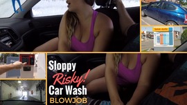 A Risky & Sloppy CAR WASH Blowjob!