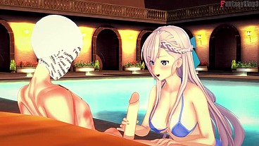Belfast bikini sex on the pool - RED - Azur Lane - Full & POV on Sheer & PTRN: Fantasyking3
