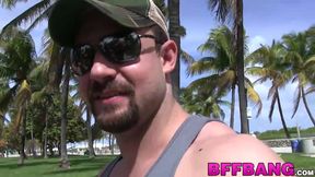 Cute little teens have a wild fuck fest with a lucky stud