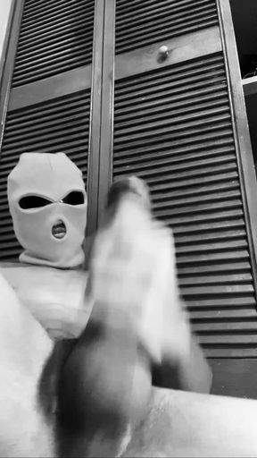 Masked BBC with Glasses and Balaclava Stroking Thick Uncut Black Cock Until Juicy Massive Cumshot Black20one