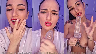 Sucking and masturbate the dildo thinking is your cock -CLAUDIA BAVEL-