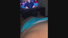 Wife-Bully Ignores Him in a Wedgie While Watching TV, Then Mocks, SPHs, and Plays with His Tiny Penis Under Her Feet