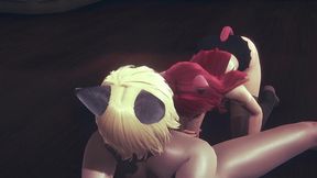 yaoi femboy - erito sucks catboy s cock until he cum in his mouth - sissy trap crossdresser japanese asian manga anime game porn