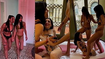 TWO HORNY LATINAS GIRLS SQUIRTING ON HORNY TATTOOED GIRL - Apolonia Lapiedra