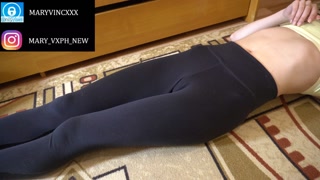 workout of sexy girl in leggings