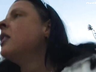 Aged, German brunette hair is having hardcore sex in the mud, in the midst of the night