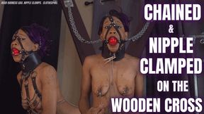 Chained & Nipple Clamped On The Wooden Cross