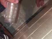 CLEAR FLESHLIGHT FAKE PUSSY FUCK, SHOWER SEX SCENE, CUM ON PUSSY, LICK UP CUMSHOT FROM FAKE PUSSY