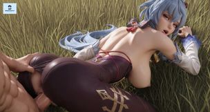 Genshin Impact Ganyu animated anal footjob titjob crampie