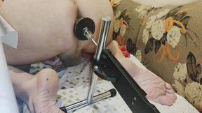 Anal orgasm with bbc dildo and fuck doggy style fuckmachine