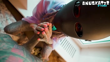 Tattooed masked girl ANAL fuck and pussy covered in cum