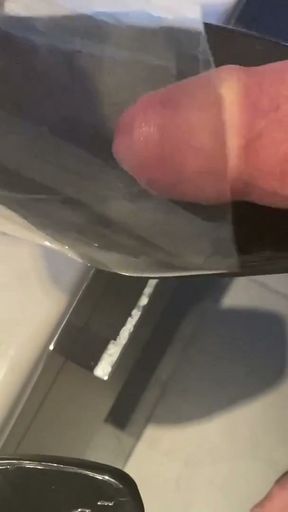 2 Cumshots on clear fetish high heel mules   Clip 1