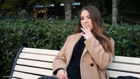 Russian Girl Spends Her Lunch Break Smoking 3 Cigs in a Row