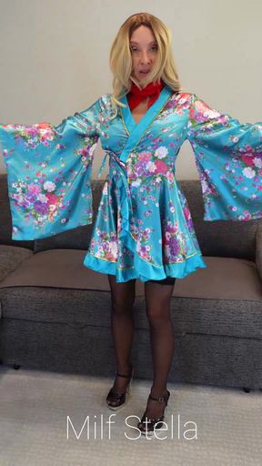 Blue Robe with Black Heels