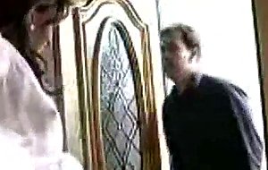 Tgirl in lingerie intense banged on stairs