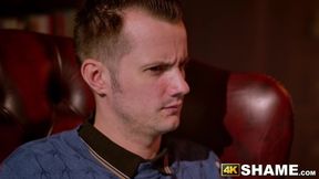 Horny grandma Xenia Nice bounces on younger shaft on a leather sofa