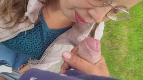 Very Risky Blowjob in the Middle of the Path, but the Excitement Makes It More Fun!