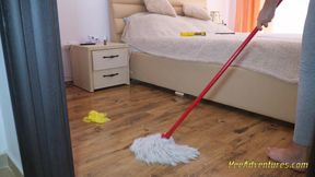 Pee accident while cleaning the house