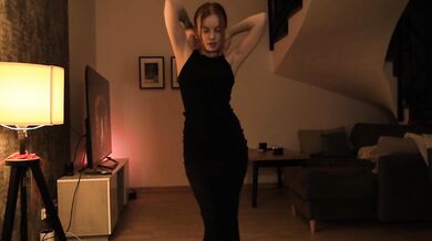 Charming girl with Big Boobs slow Striptease for warm up you