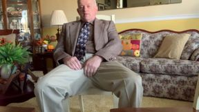 Older man stroking to a very pleasurable orgasm